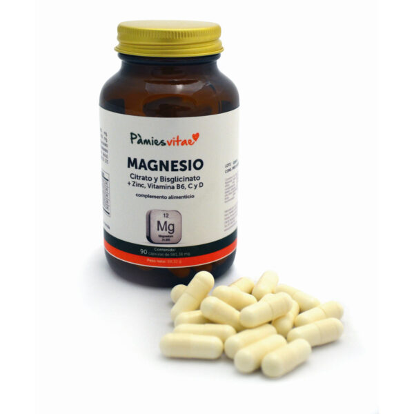 Magnesio y bisglicinato con zinc, vit B6, C y D, con 90 caps de Pamies vitae 300728